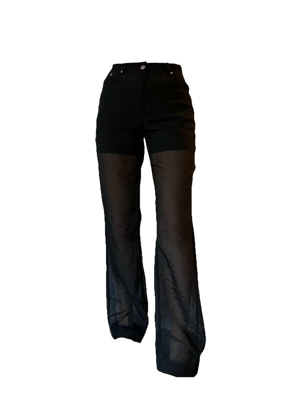 Helmut Lang Black Sheer-Panel Straight-Leg Pants
